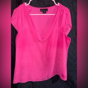 Attention Pink Relaxed Blouse with Cap Sleeves